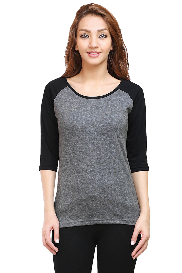 Raglan Full Sleeve Black Charcoal Melange