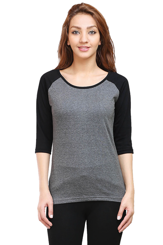 Raglan Full Sleeve Black Charcoal Melange