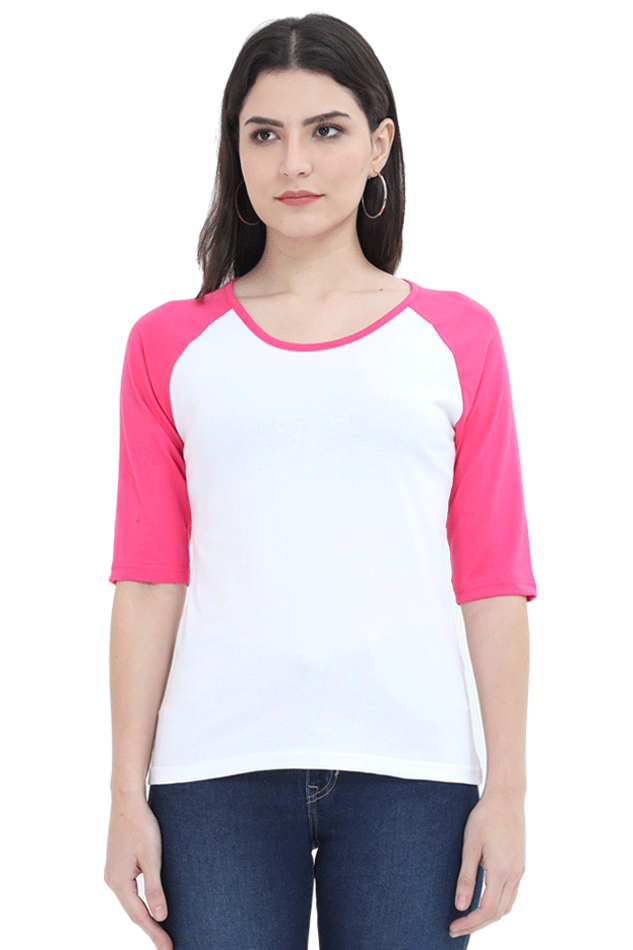 Raglan Full Sleeve Pink White