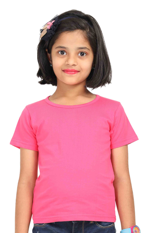 Girl Round Neck Half Sleeve Classic Pink