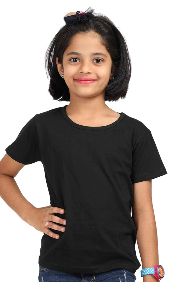 Girl Round Neck Half Sleeve Classic Black