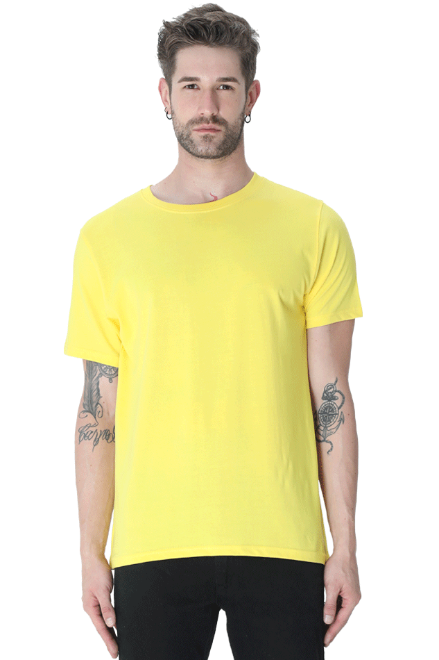 Round Neck Half Sleeve Classic New Yellow