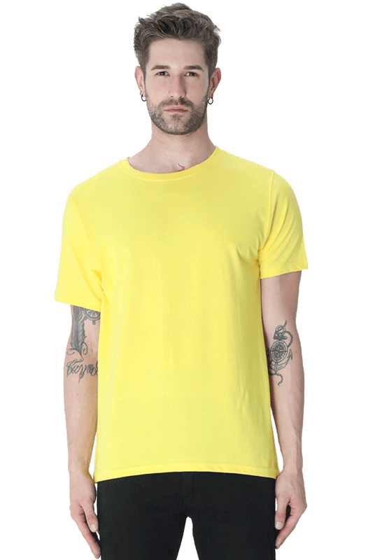 Round Neck Half Sleeve Classic New Yellow