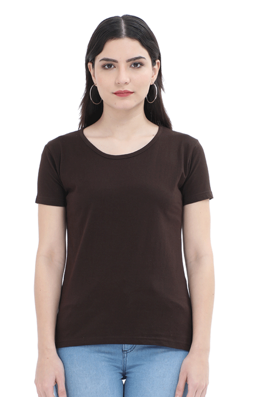 Round Neck Half Sleeve Classic Coffee Brown