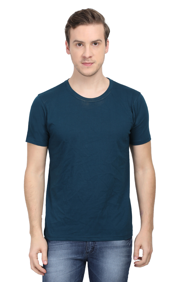 Round Neck Half Sleeve Classic Petrol Blue