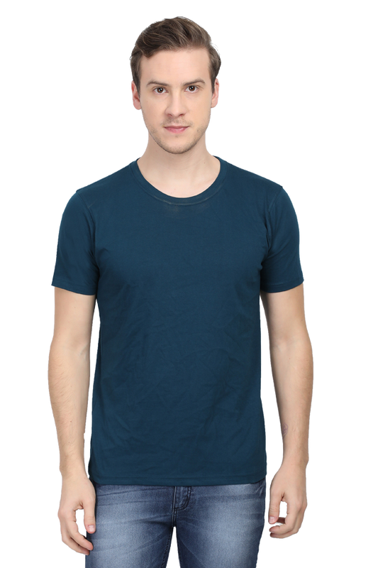 Round Neck Half Sleeve Classic Petrol Blue