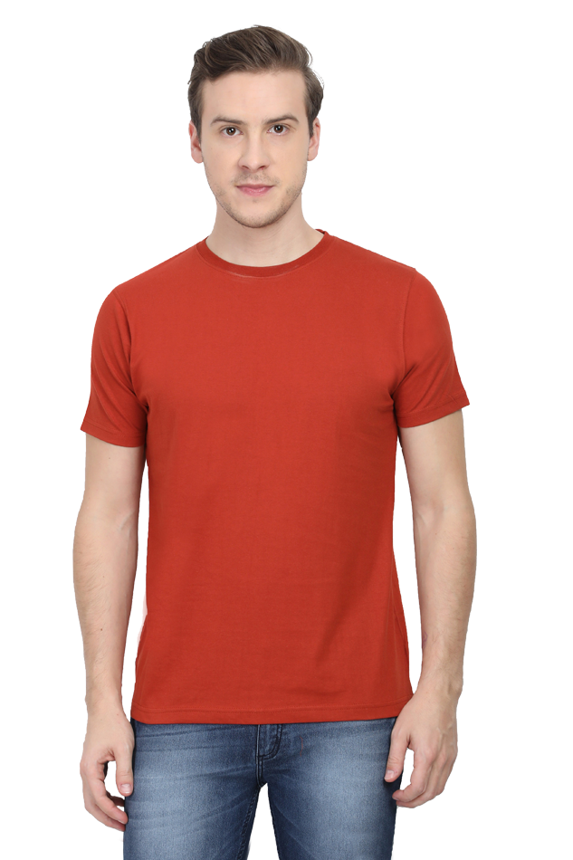 Round Neck Half Sleeve Classic Brick Red