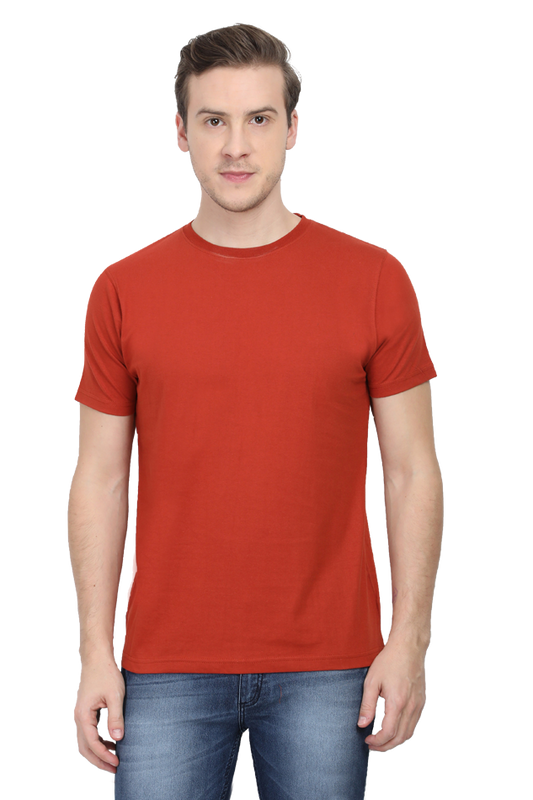 Round Neck Half Sleeve Classic Brick Red