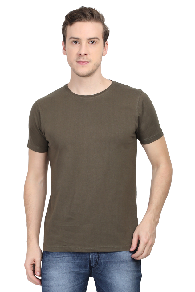 Round Neck Half Sleeve Classic Olive Green