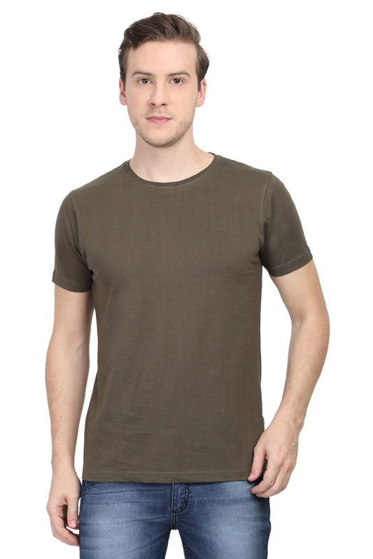 Round Neck Half Sleeve Classic Olive Green