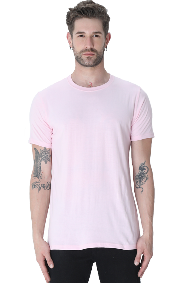 Round Neck Half Sleeve Classic Light Baby Pink