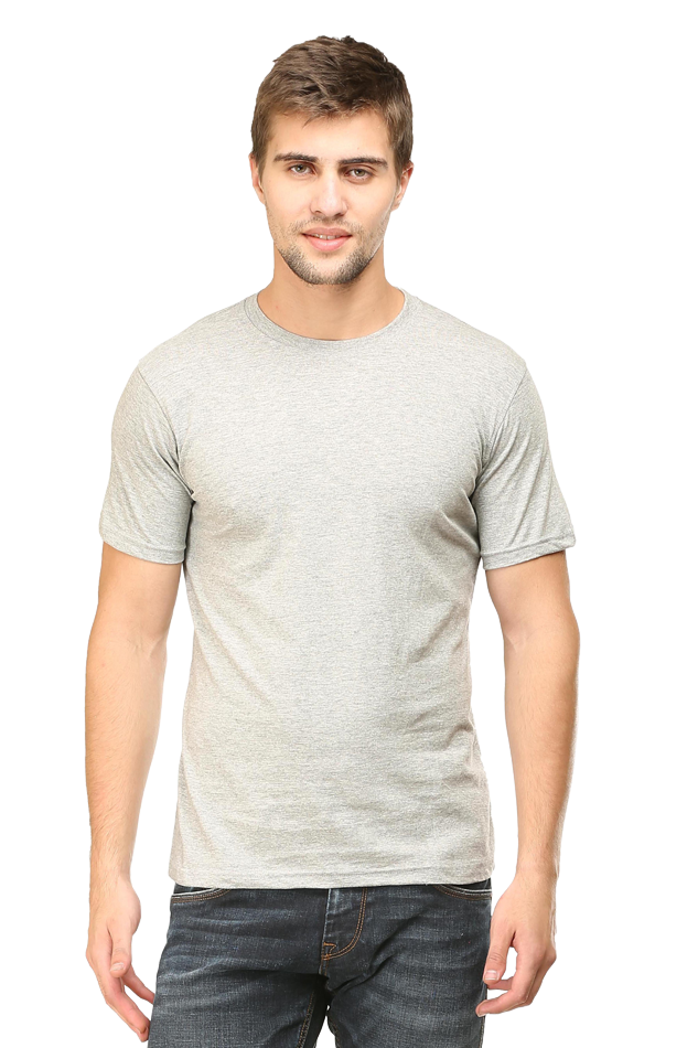 Round Neck Half Sleeve Classic Grey Melange