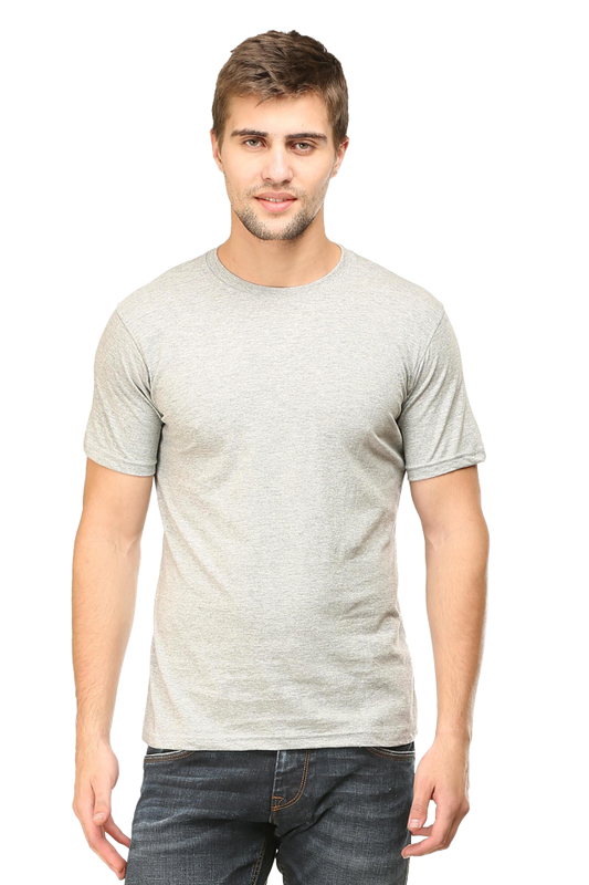 Round Neck Half Sleeve Classic Grey Melange