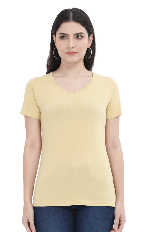 Round Neck Half Sleeve Classic Beige