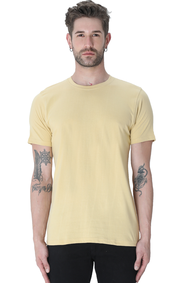 Round Neck Half Sleeve Classic Beige