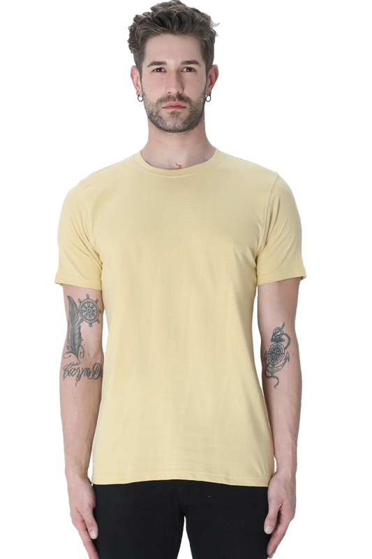 Round Neck Half Sleeve Classic Beige