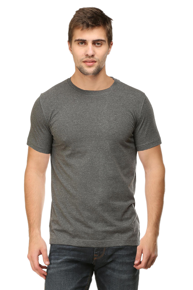 Round Neck Half Sleeve Classic Charcoal Melange