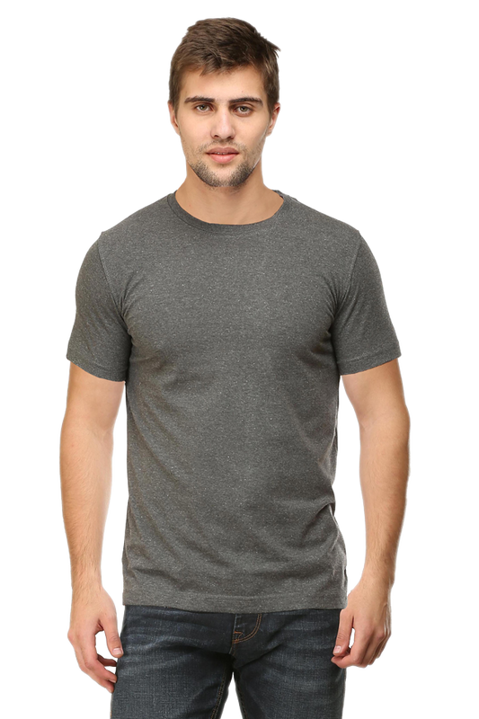 Round Neck Half Sleeve Classic Charcoal Melange