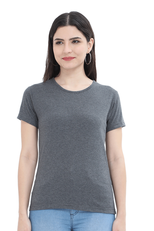 Round Neck Half Sleeve Classic Charcoal Melange