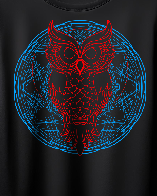 Owl mandala Unisex Printed T-shirt Black