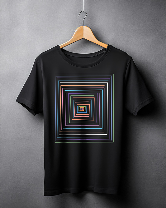 Unisex Colour Line Printed T-shirt Black