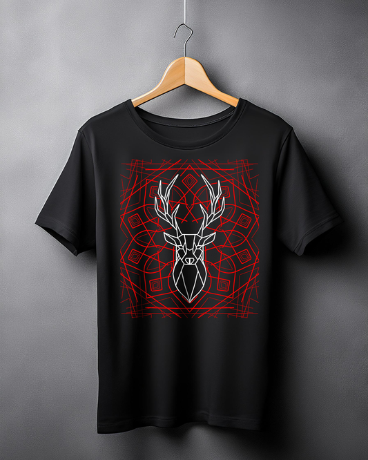 Unisex Deer Printed T-shirt Black