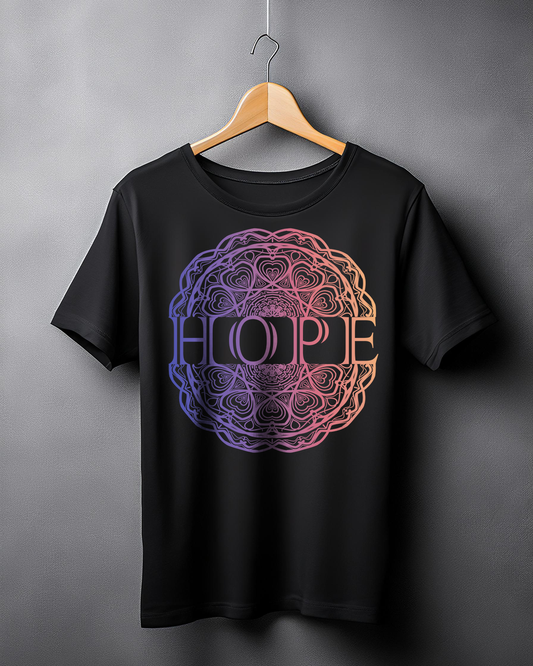 Hope mandala Unisex Printed T-shirt Black