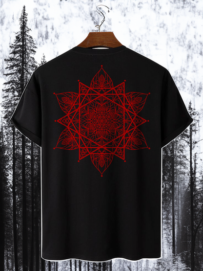 Maroon mandala Unisex Back Printed T-shirt Black Edition